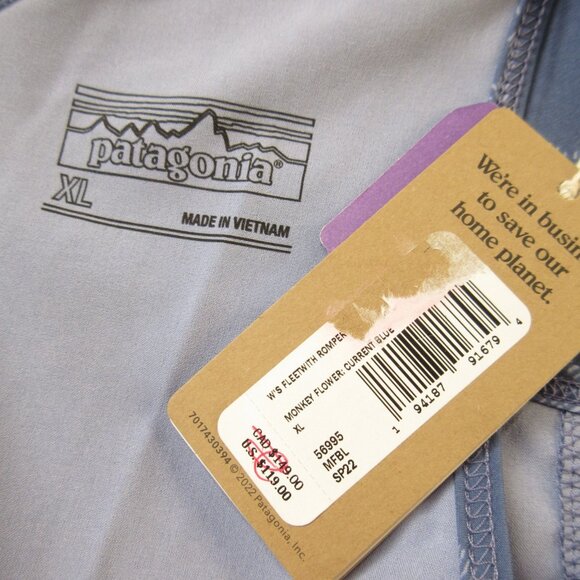 NWT Patagonia Fleetwith Romper in Current Blue Monkey Flower Stretch Jumpsuit XL - Picture 4 of 6